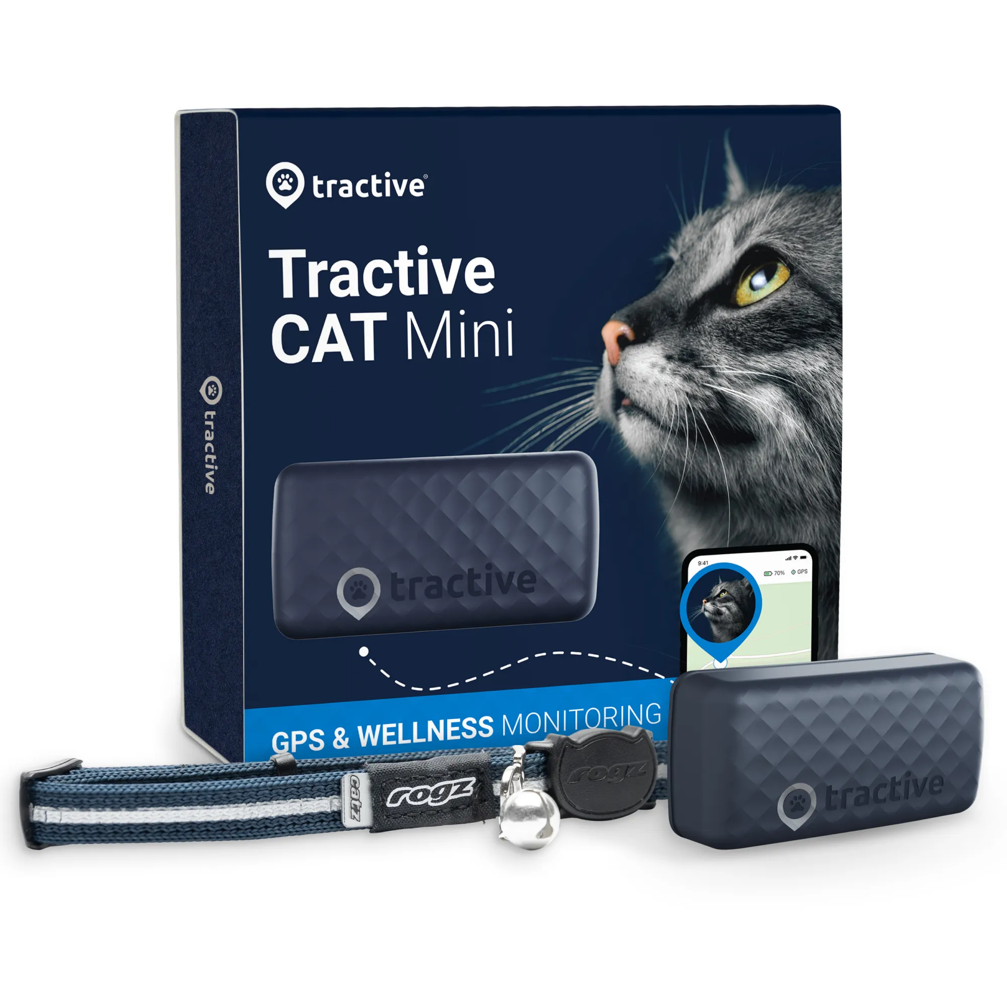 Tractive GPS CAT Mini - Dark Blue- Abonnement i app