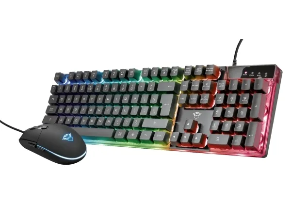 Trust GXT 838 Azor, Full størrelse (100 og), Koblet med ledninger (ikke trådløs), USB, RGB LED, Sort, Mus inkludert