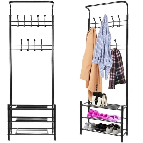 Stumtjener Stativ med Skohylle / Klesstativ - 190 cm