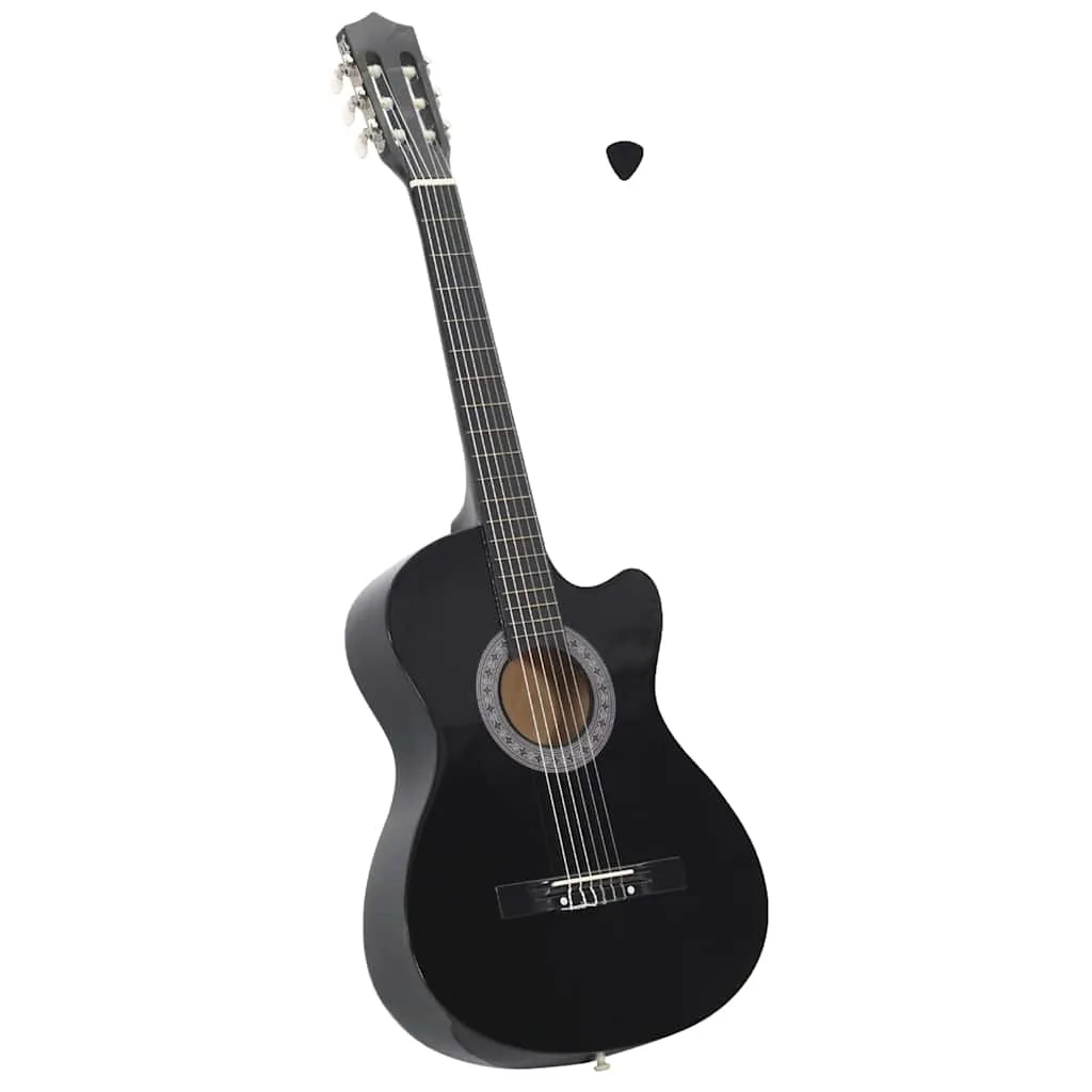 vidaXL Western klassisk cutaway gitar med 6 strenger svart 38"