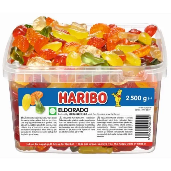 Haribo Eldorado 2,5 kg i plastbøtte