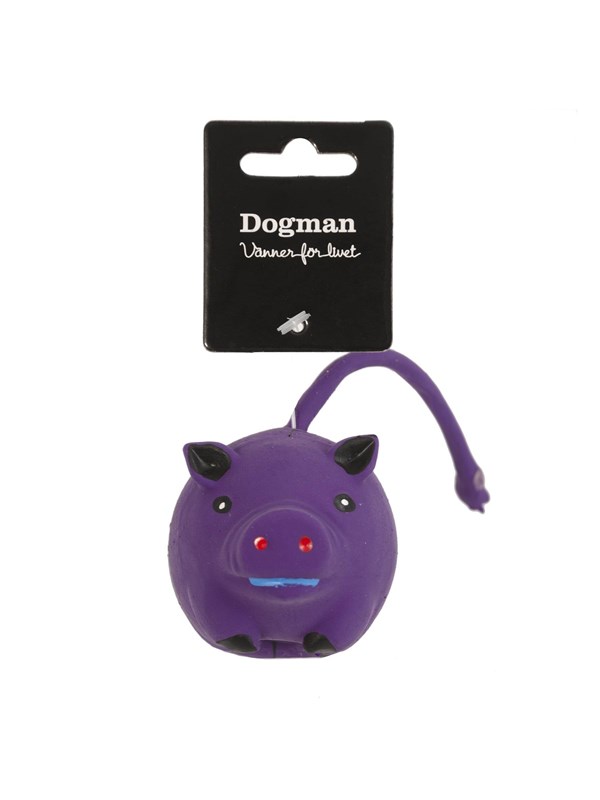 Dogman Hundeleke Latex Lilla Gris med Pipeleke 21cm
