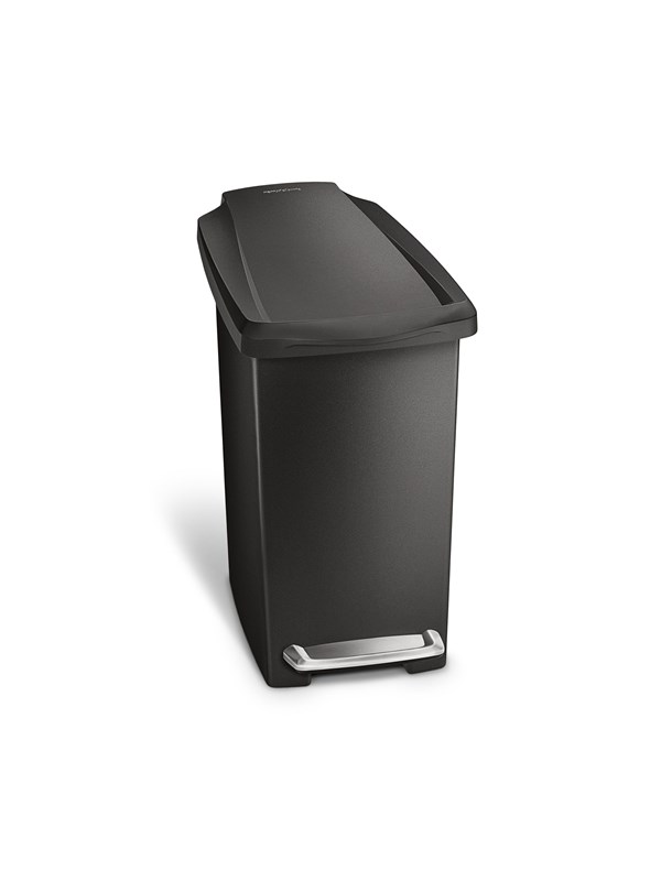 Simplehuman 10L slank pedalbøtte, svart plast