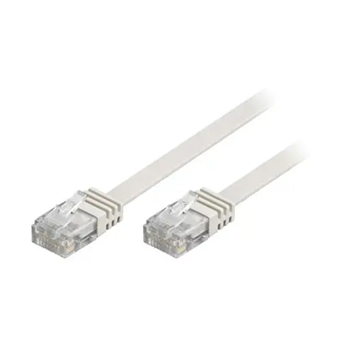 Deltaco Flat U/utp Cat5e Patchkabel, 250mhz, Gullbelagte Kontakter, 7m, Hvit Rj-45 Cat 6 7m Hvit