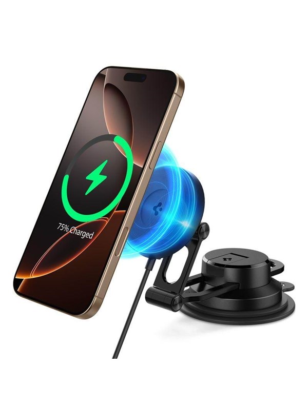 Spigen OneTap Pro 4 MagSafe Car Mount Charger - black - Wireless / Dashboard / Windshield
