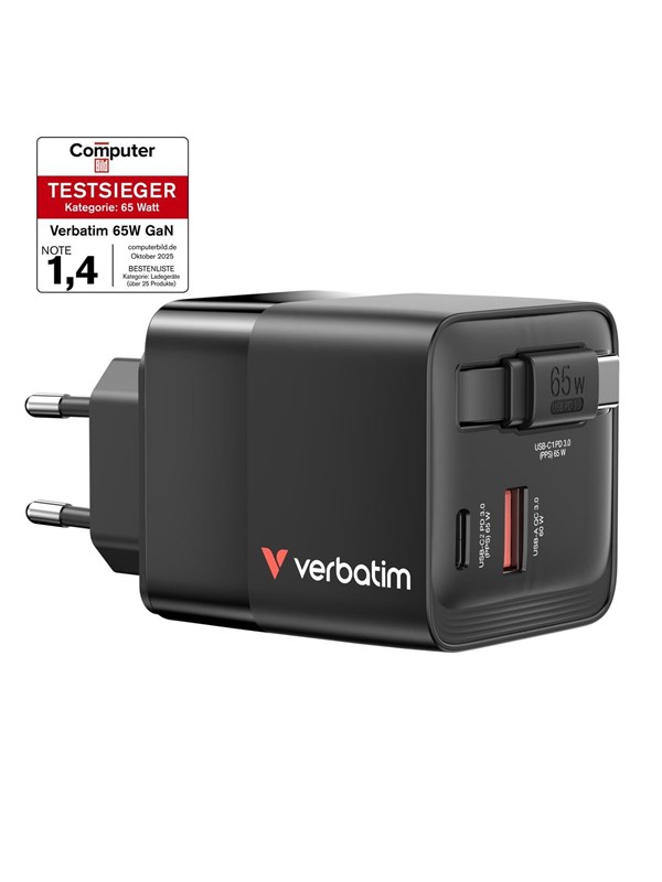 Verbatim - 65W 2 Port with Retractable Cable