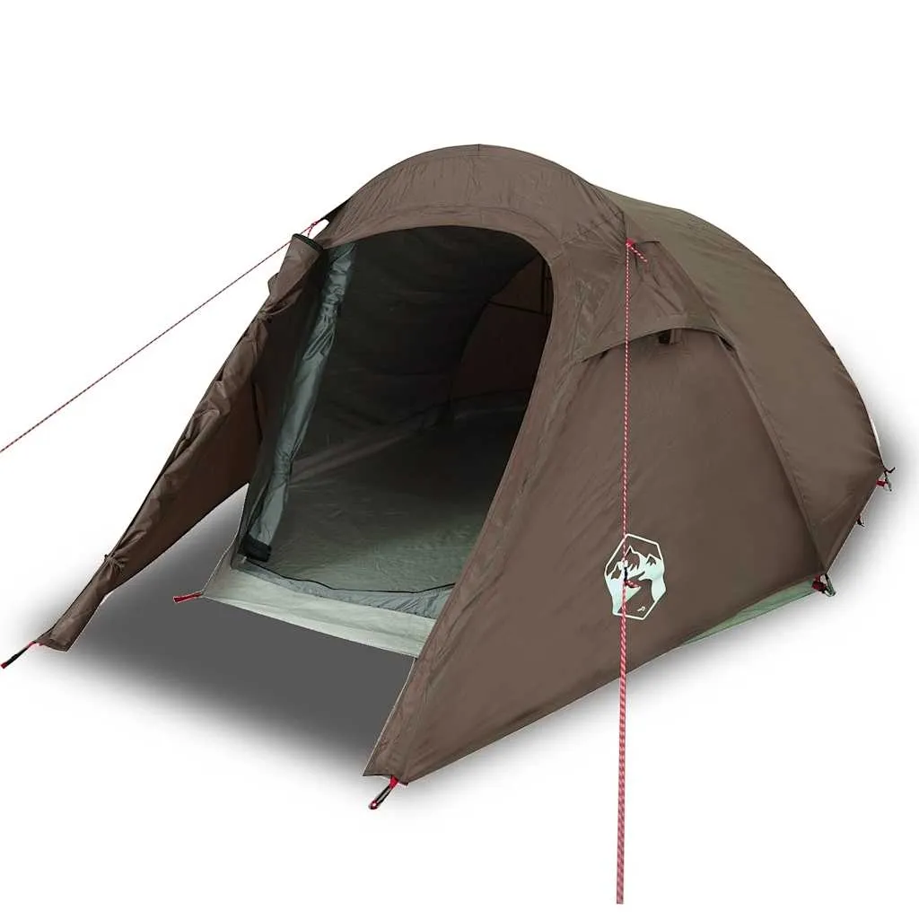 vidaXL Tunneltelt for camping 2 personer brun vanntett