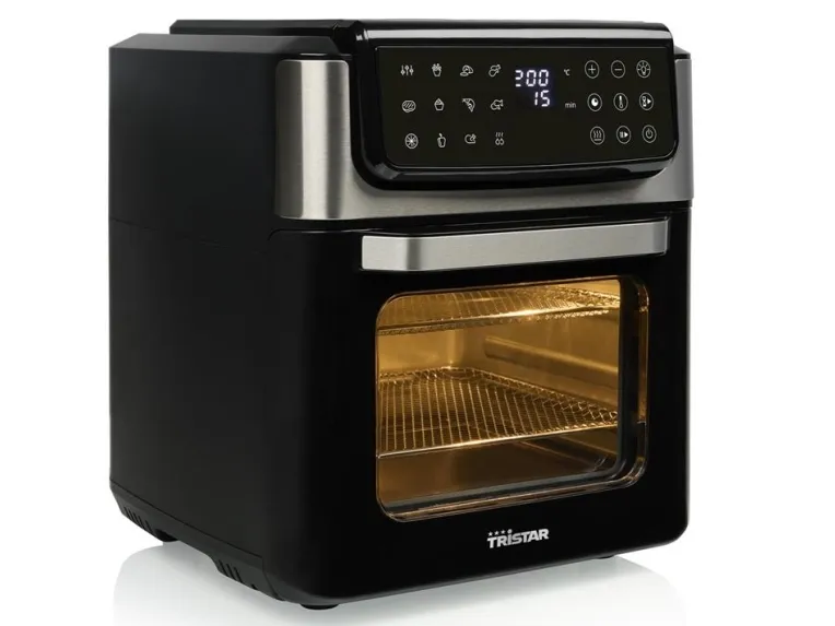 Tristar Heißluft-Ofen Kontrollleuchte Timerfunktion 12 l, Varmluftsfrityr, 12 l, 200 °C, Single/enkelt, Svart, Rustfritt stål, Berøringskontroll