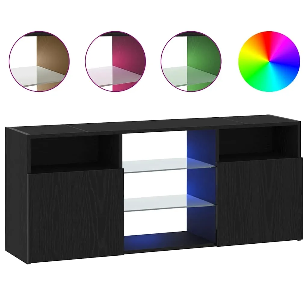 vidaXL TV-benk med LED-lys svart eik 120x30x50 cm konstruert tre