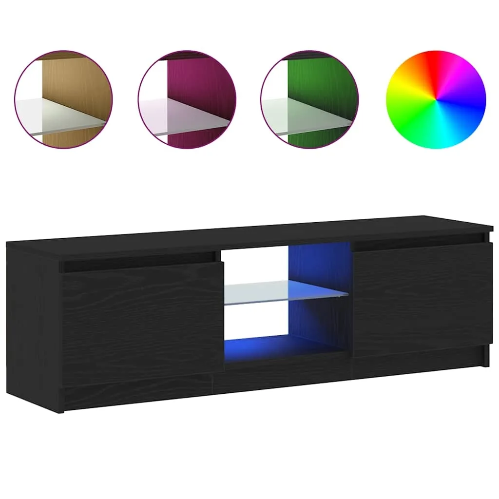 vidaXL TV-benk med LED-lys svart eik 120x30x36 cm konstruert tre
