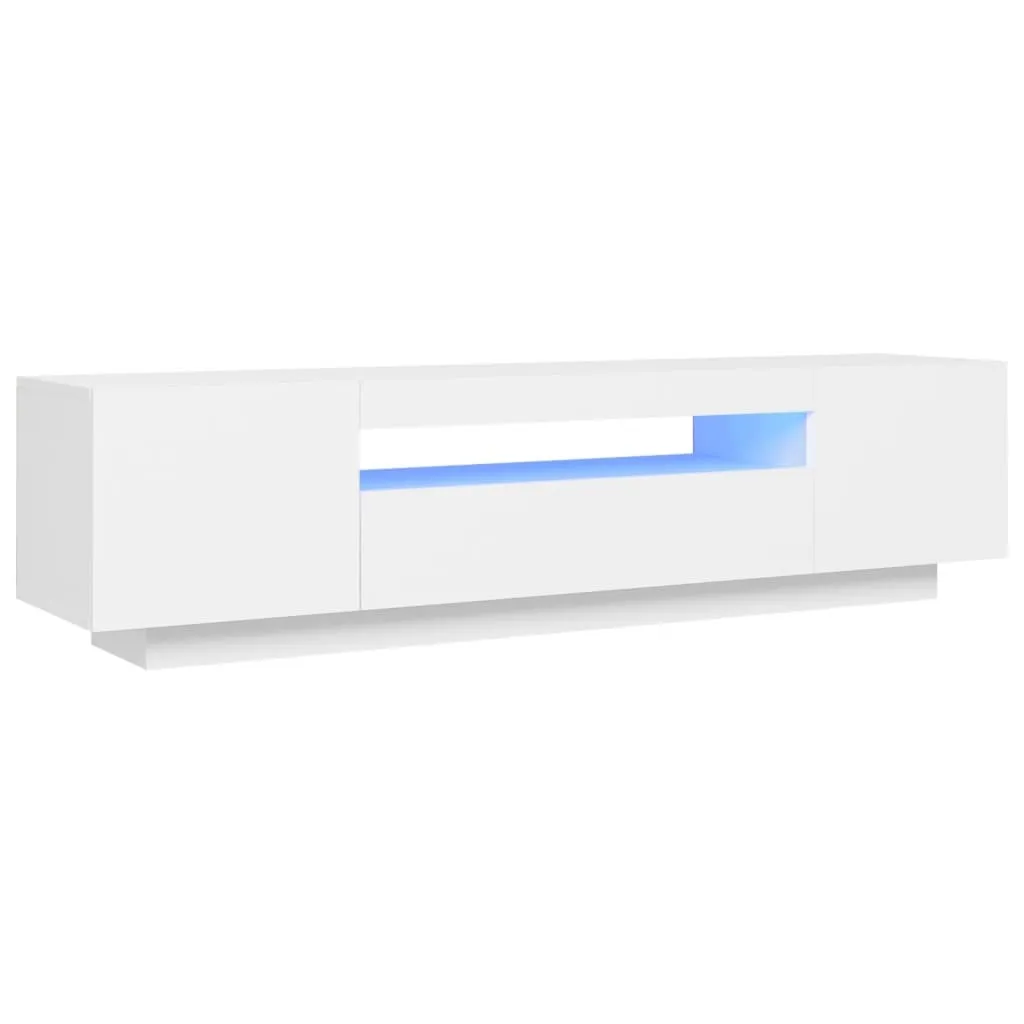 vidaXL TV-benk med LED-lys hvit 160x35x40 cm