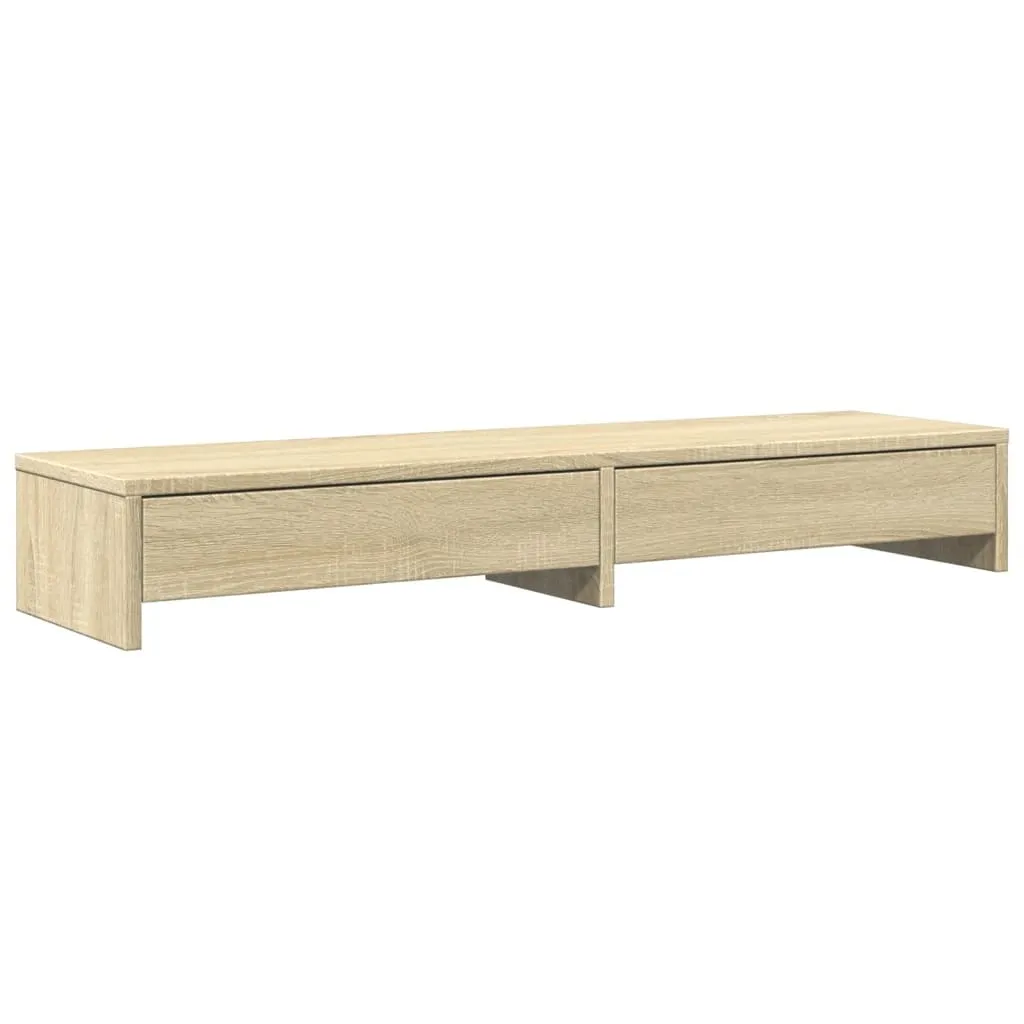 vidaXL Skjermstativ med skuffer sonoma eik 100x27x15 cm konstruert tre
