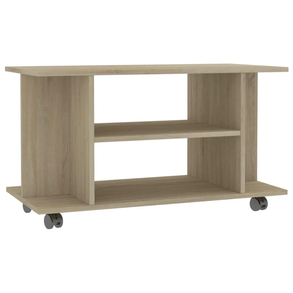 vidaXL TV-benk med hjul sonoma eik 80x40x45 cm konstruert tre