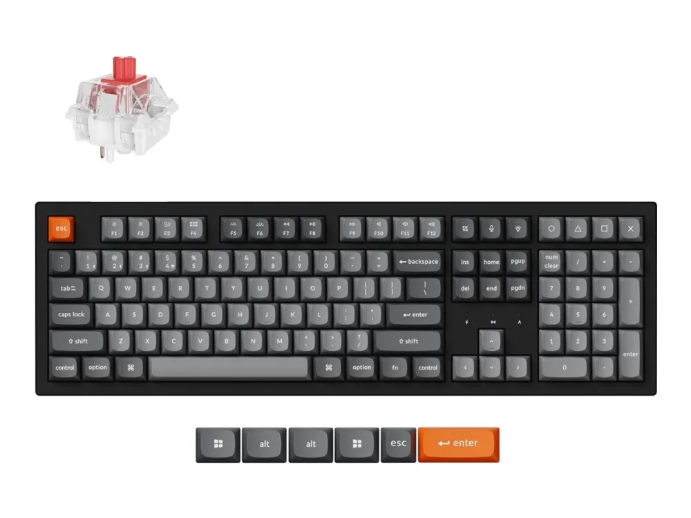 Keychron K10 Max - Tastatur - QMK mechanical - 100% - bakgrunnsbelyst - trådløs - 2.4 GHz, USB-C, Bluetooth 5.1 - tastsvitsj: Keychron Super Red