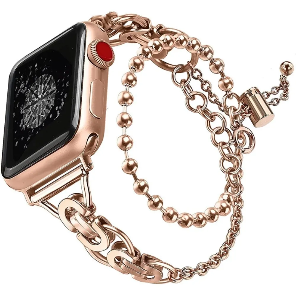 Apple Watch (45 mm) moteriktig klokkerem i rustfritt stål - Rose Gull