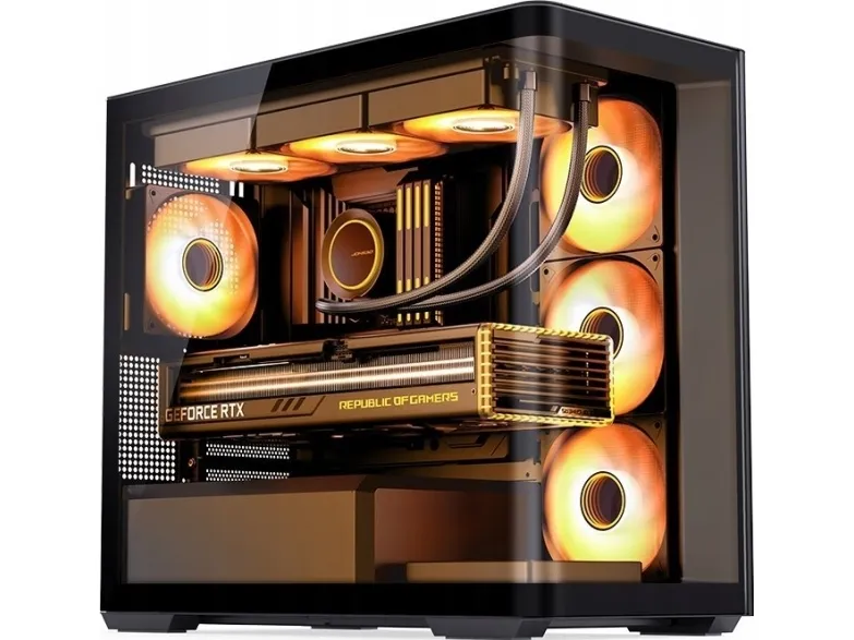 Jonsbo D300 Midi-Tower 270° herdet glass - svart - Micro/Mini/Flex-ATX - vifter (D300 BLACK)