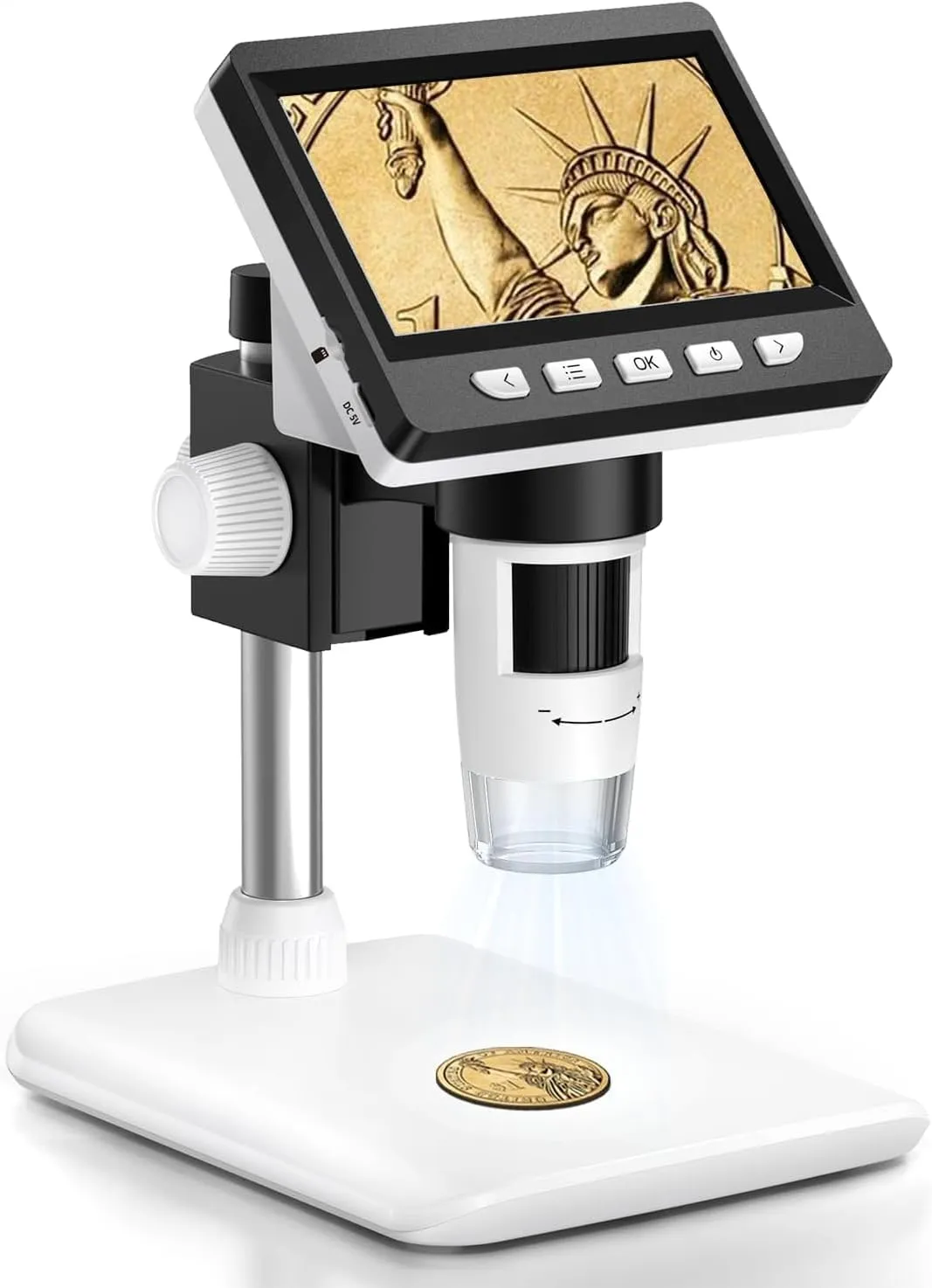 NÖRDIC LCD Digitalt Mikroskop 50X–500X, 4,3-tommers 1080P USB-mikroskop med 8 justerbare LED-lys og PC-visning