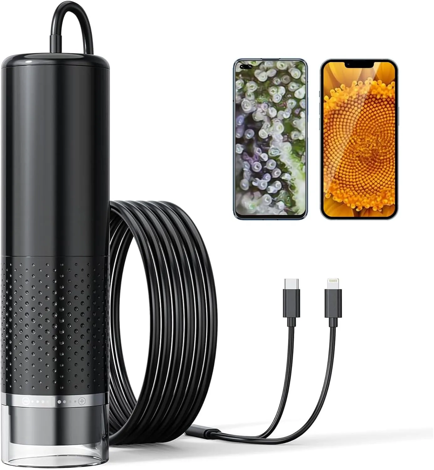 USB Mikroskop 1080P HD for iPhone Android, 10 til 200X Digital med 8 LED Kompatibel med iOS, Android, Tablet