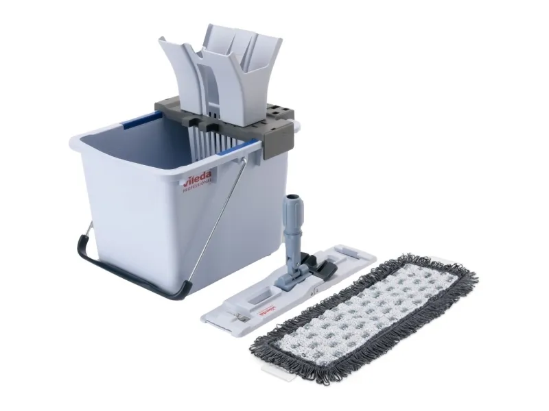 Startsett, Vileda UltraSpeed Pro, 15 l, grå, polyester/pulverlakkert stål/PP/stål, 40 cm, med håndpresse