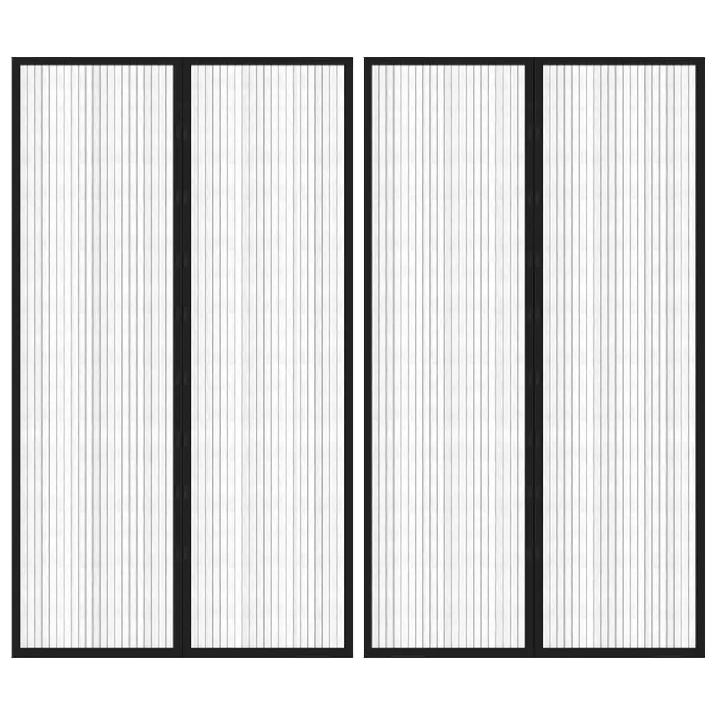 vidaXL Insektsgardiner for dør 2 stk med magnetblokker svart 200x80 cm