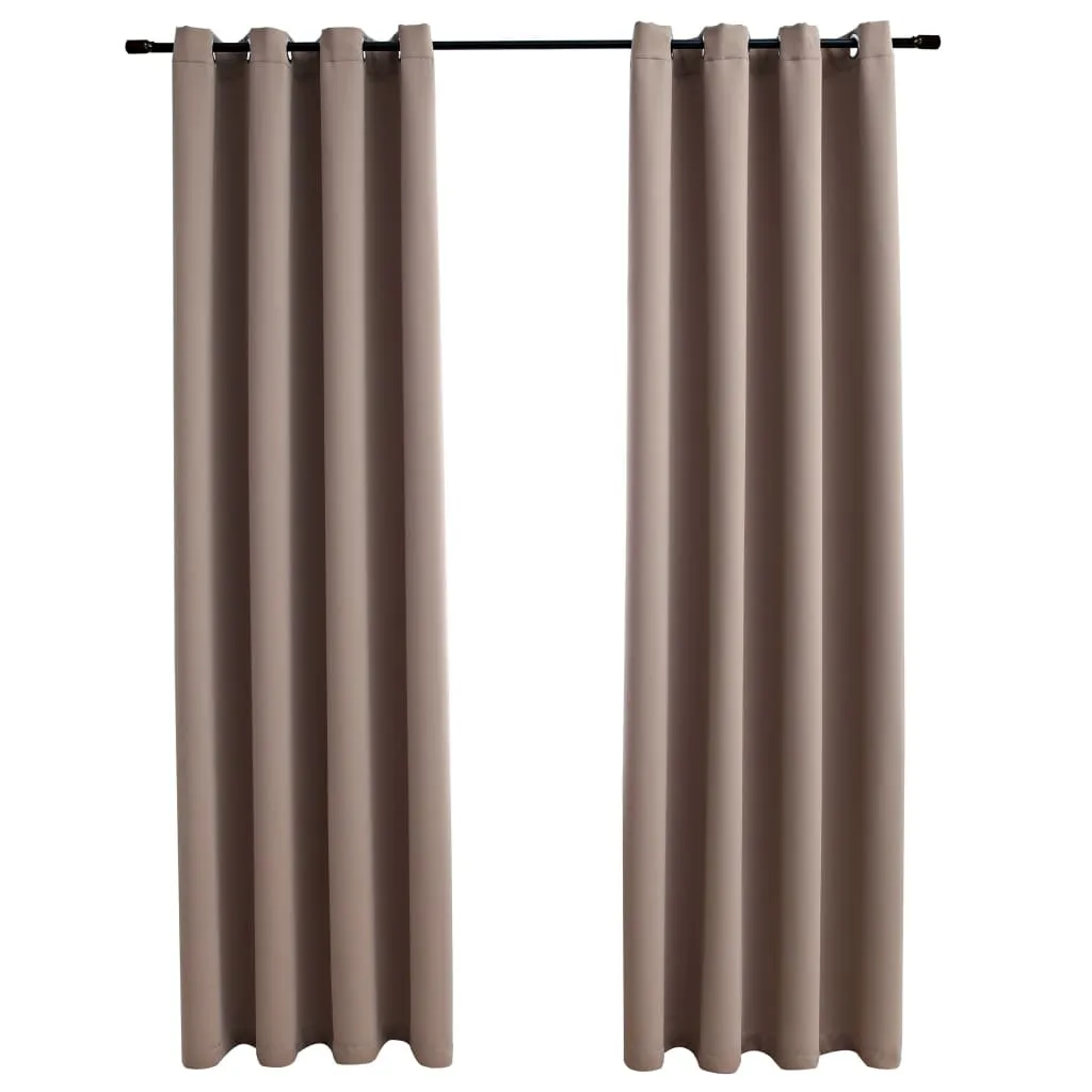 vidaXL Lystette gardiner med metallringer 2 stk gråbrun 140x225 cm