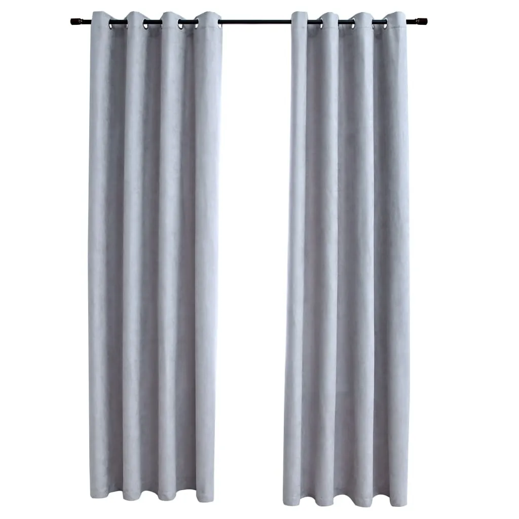 vidaXL Lystette gardiner med metallringer 2 stk grå 140x225 cm