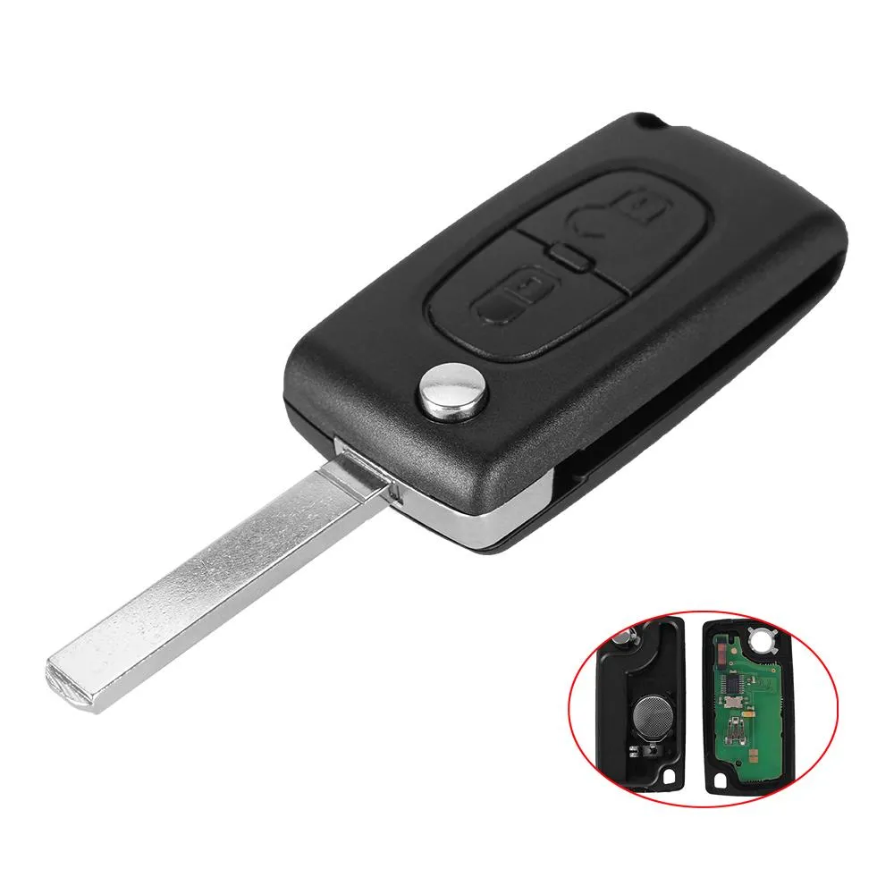 2 knapper fjernkontroll CE0536 433MHz ID46 chip VA2 for Peugeot