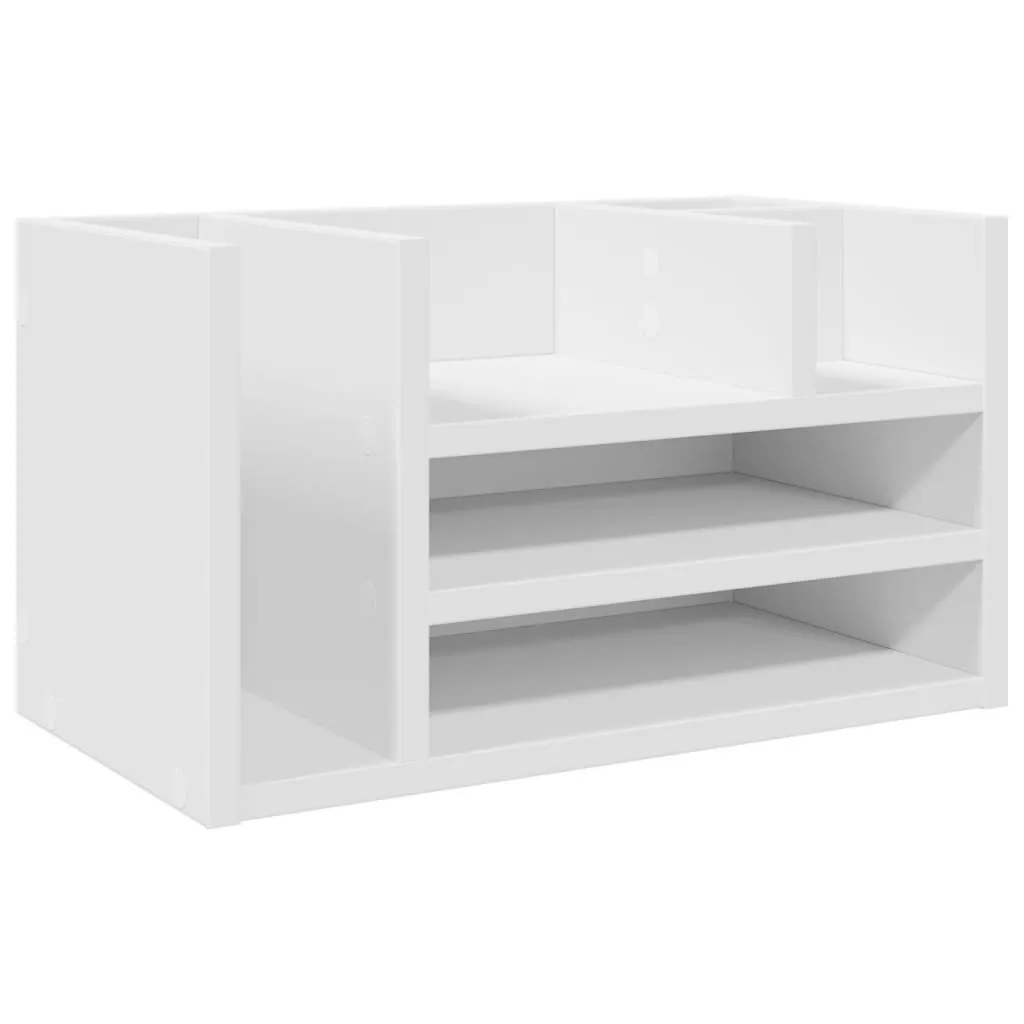 vidaXL Hylle til skrivebord hvit 44,5x24x25 cm konstruert tre