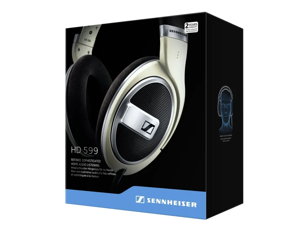 Sennheiser HD 599 - HD 5 - hodetelefoner - full størrelse - kablet - 3,5 mm jakk, 6,35 mm jakk - brun, elfenben, matt metallisk