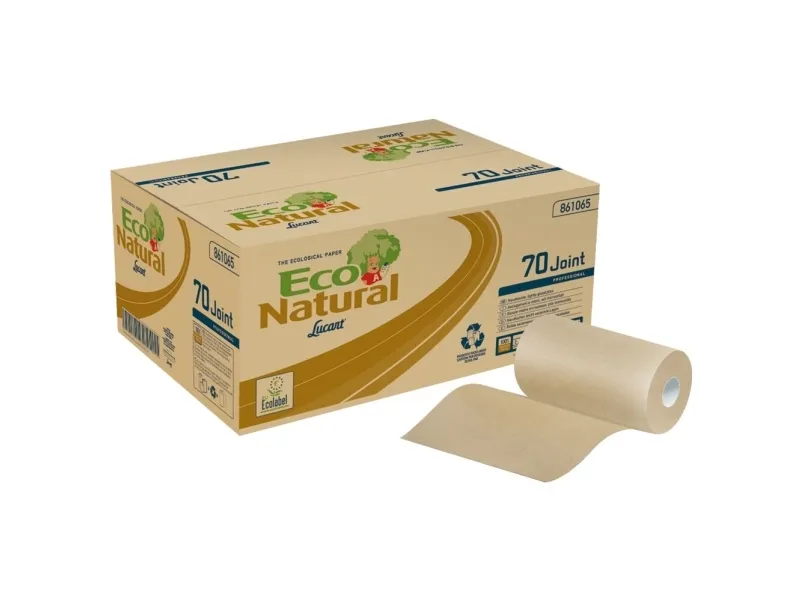 Håndklerull, Lucart T3 Natural, 2-lags, Mini, 70m x 22,8cm, Ø13cm, ubleket, resirkulert papir, med spiralhylse - (12 ruller/kartong)