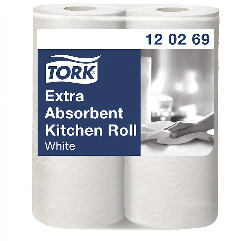Kjøkkenruller Tork Extra Plus Premium 2-lags hvite - (12 pakker x 2 ruller per kartong)
