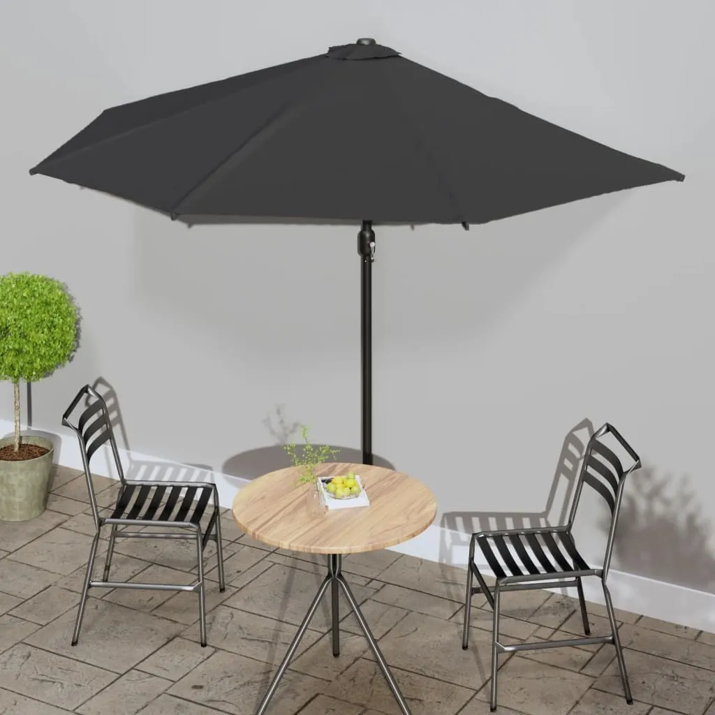 vidaXL Balkongparasoll med aluminiumsstang svart 300x155x223 cm halv