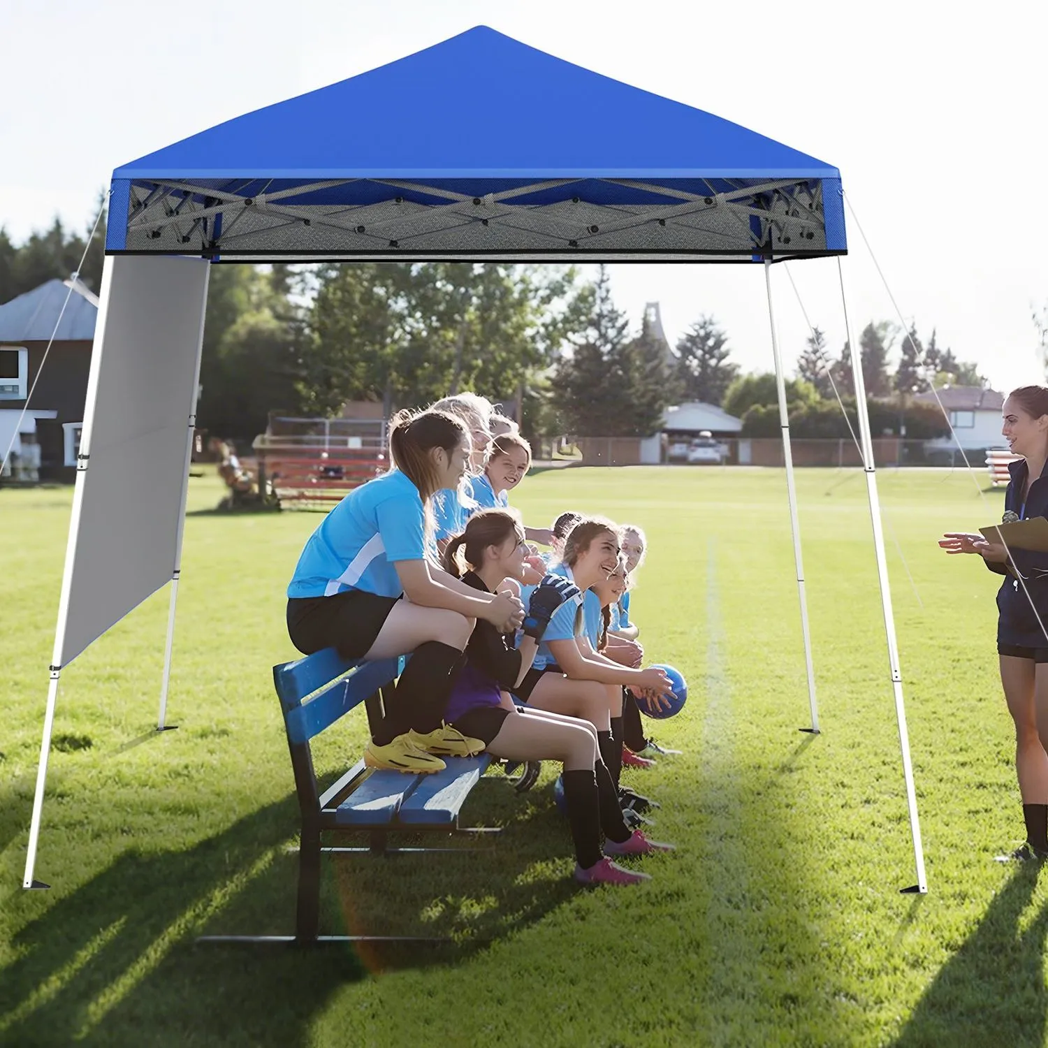 Pop-up kalesjetelt 2x2m, justerbar høyde, blå