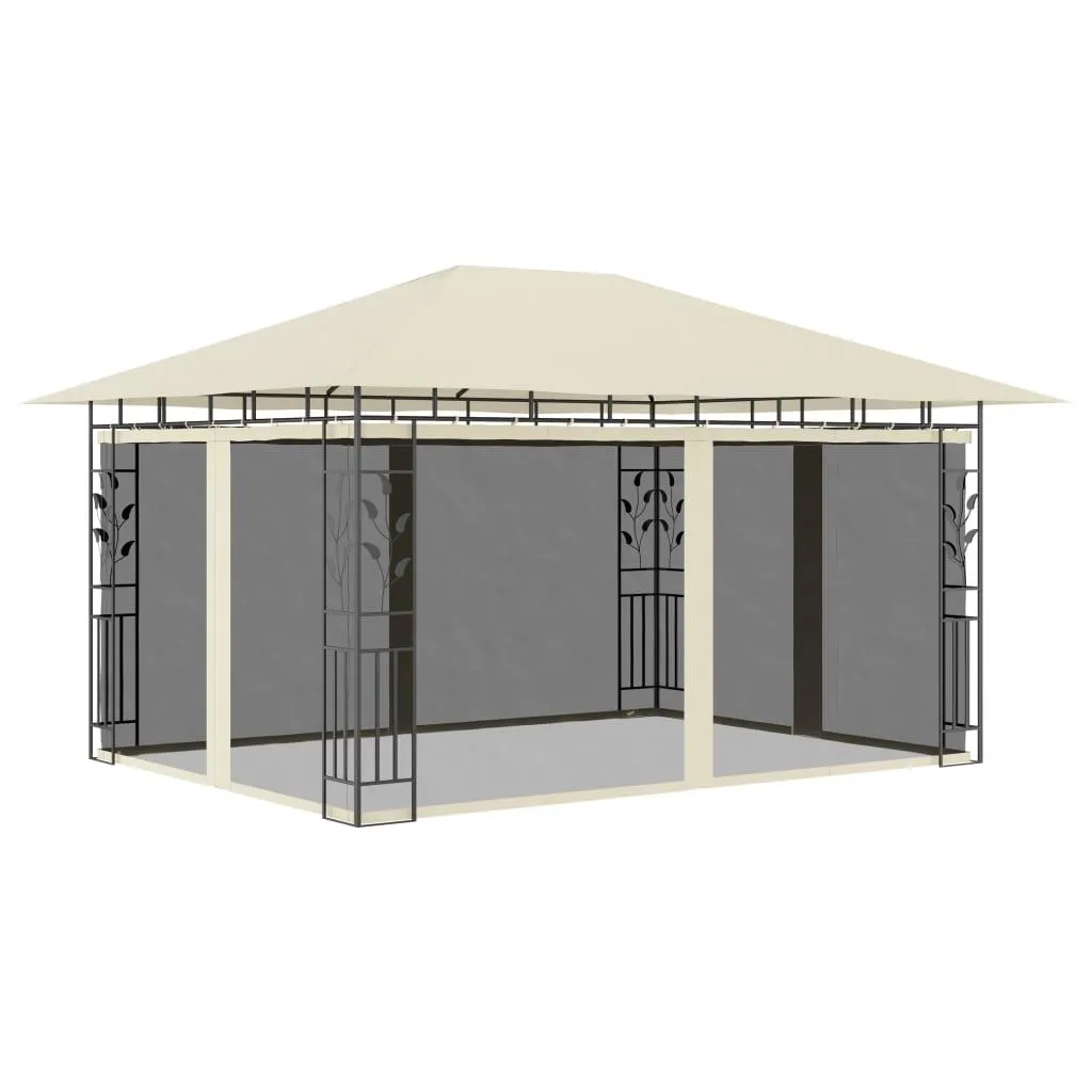 vidaXL Paviljong med myggnett 4x3x2,73 m kremhvit 180 g/m²