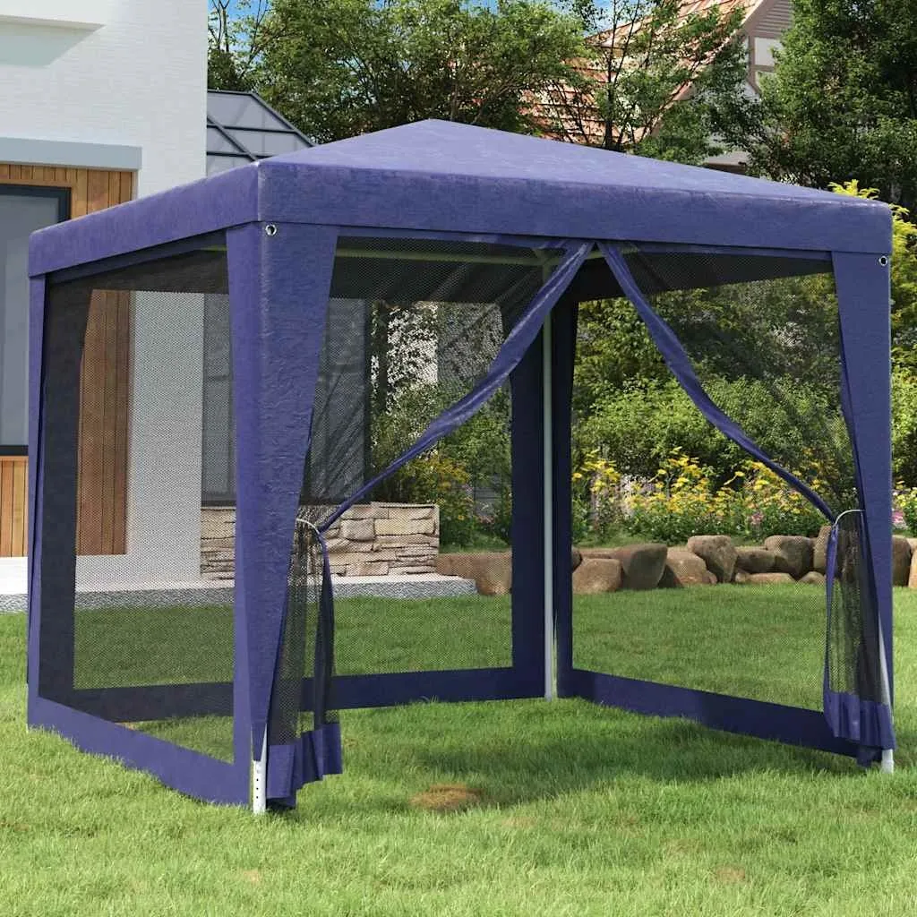 vidaXL Festtelt med 4 sidevegger av netting blå 2,5x2,5 m HDPE
