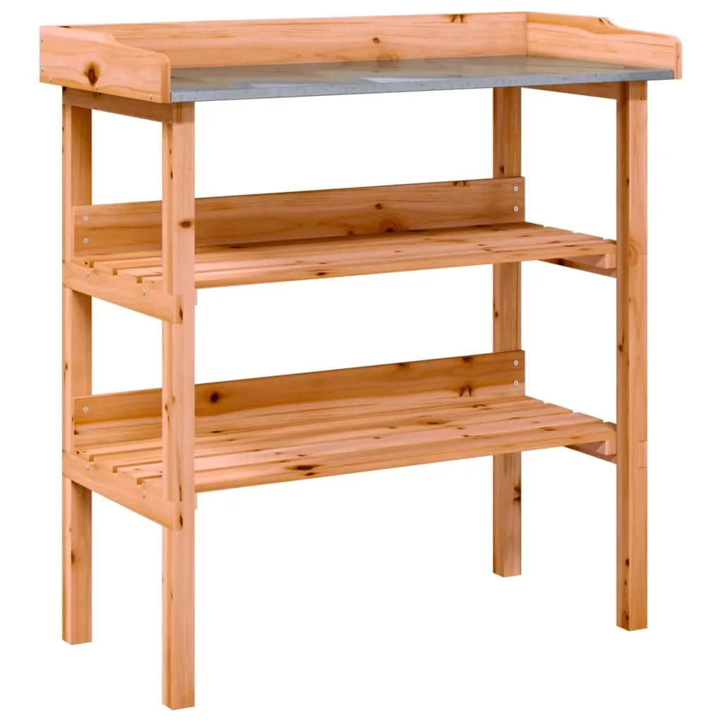 vidaXL Plantebord med hyller brun 78x38x82,5 cm heltre gran