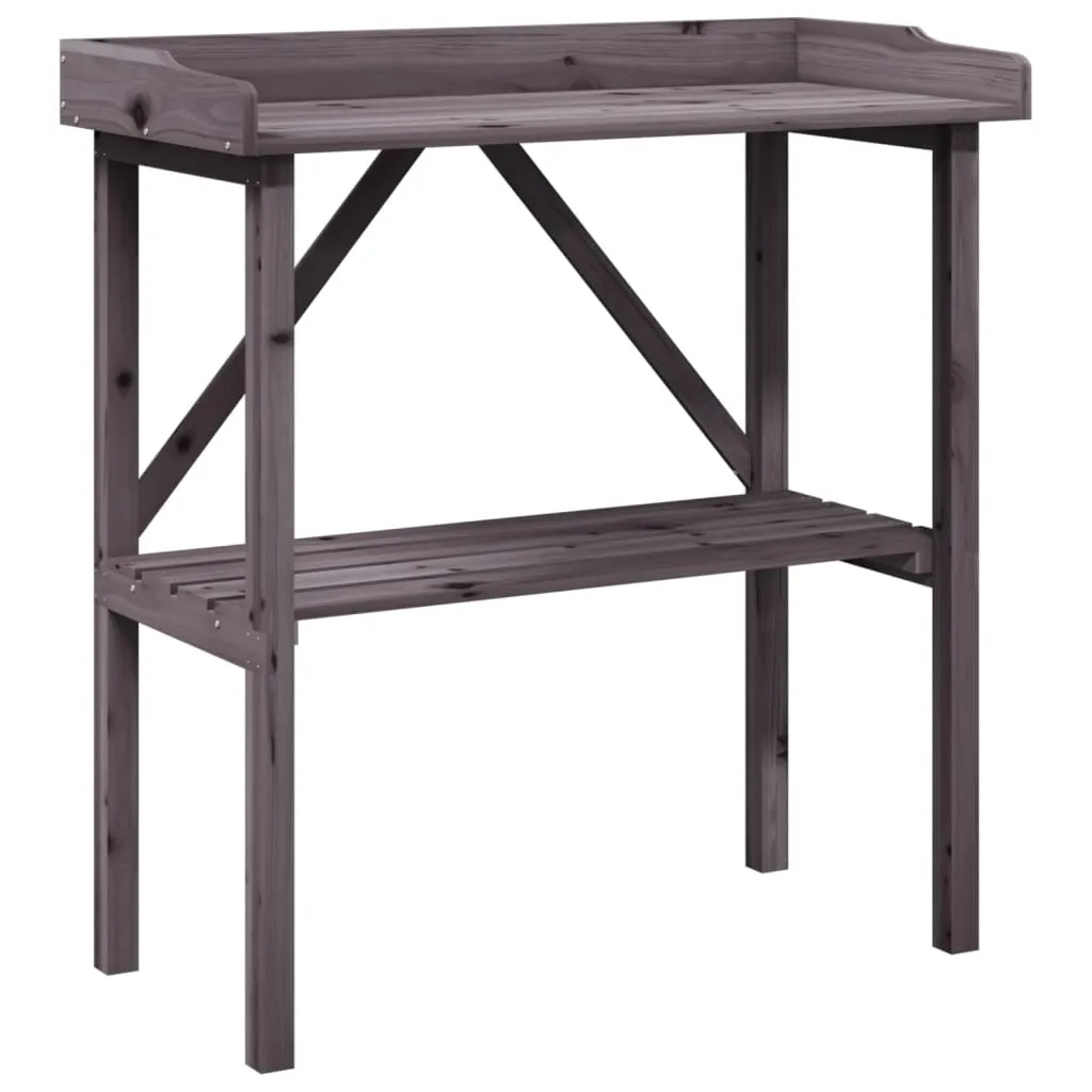 vidaXL Plantebord med hylle grå 78x38x82,5 cm heltre gran