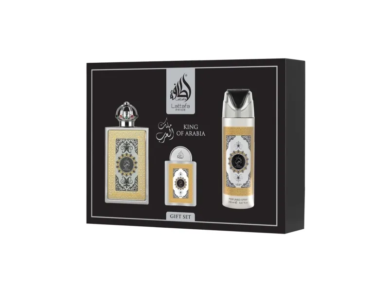 Lattafa Pride King Of Arabia Giftset Eau De Parfum 100ml + 20ml + Deodorant 200ml Men Fragnance