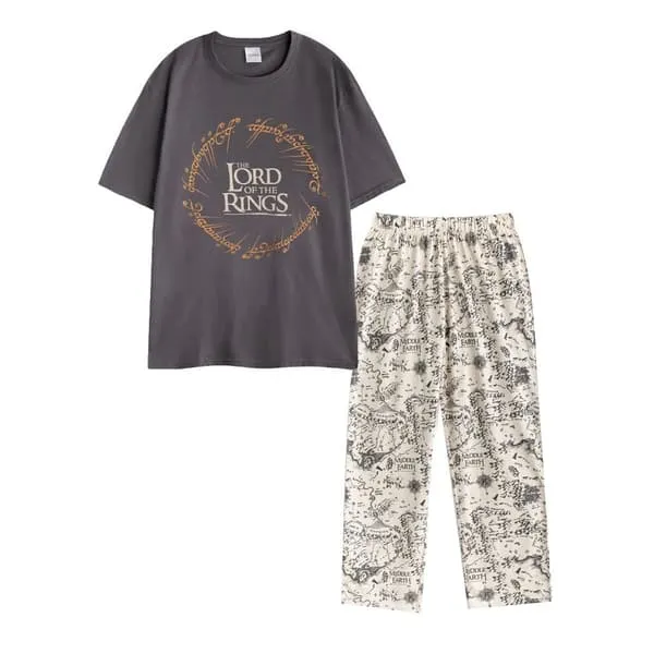 Lord Of The Rings Mens Logo Short-Sleeved Long Pyjama Set
