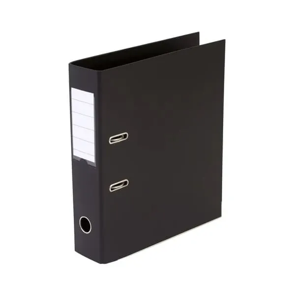 Brevordner Q-Line sort A4 metalskinne 75mm ryg - (10 stk.)