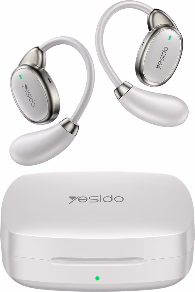 YESIDO Oversettelsesheadset – Bluetooth AI-oversettelse (Open-Ear) – Hvitt