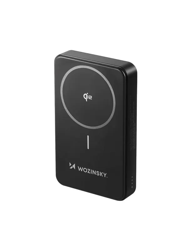 Wozinsky WLWP-10KA0Y3S 22.5W PD Qi2 10000 mAh with stand 1x USB-A 1x USB-C - black Nødlader - Svart - 10000 mAh