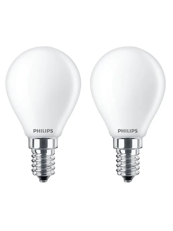 Philips LED-lyspære Classic Candle 4.3W/827 (40W) Frosted 2-pack E14