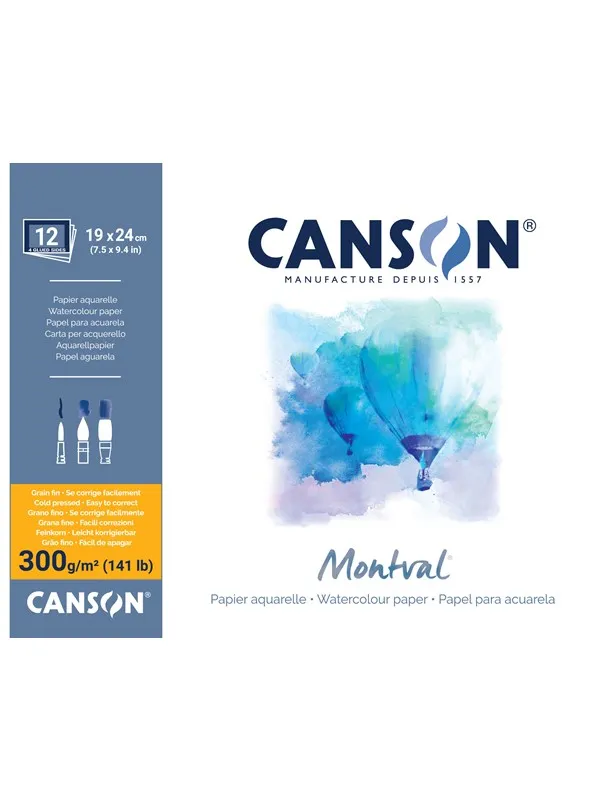 Canson Montval CP 19x24 cm 300G Block 12 SH