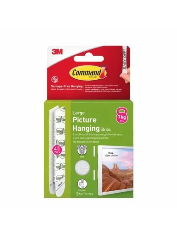 3M Command Strips White Large 4 Sets 17206WHI-4