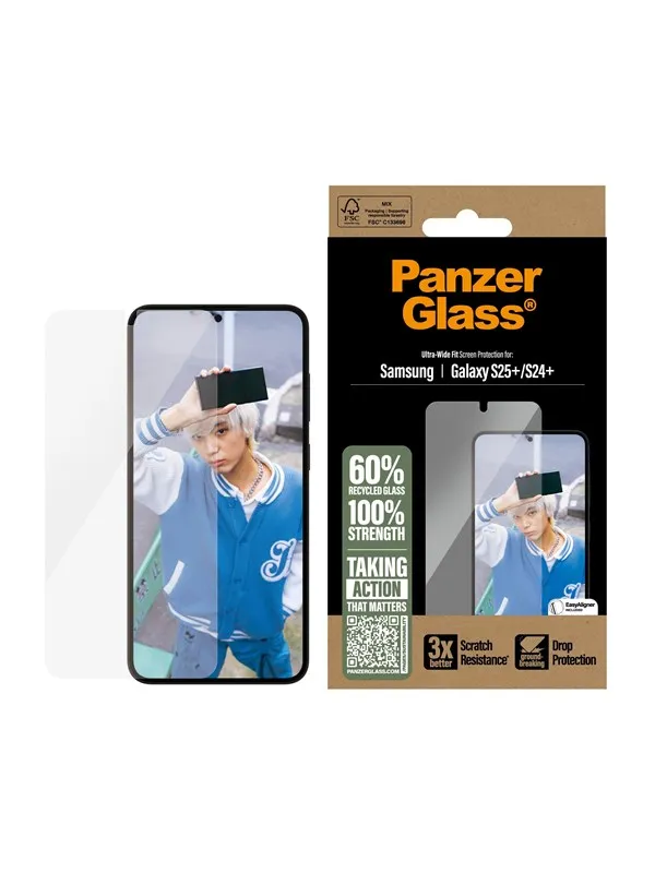 PanzerGlass Screen Protector Samsung Galaxy S25+ | Ultra-Wide Fit
