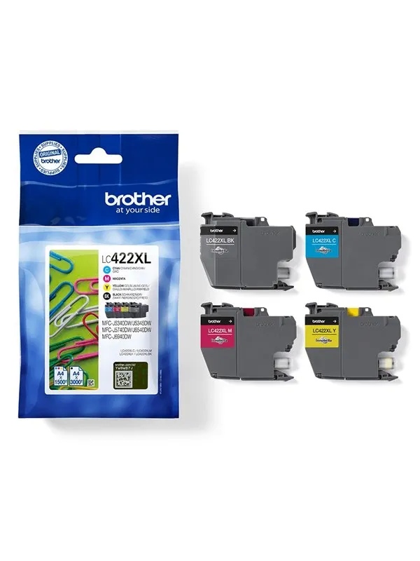 Brother LC 422XL Ink (Black Yellow Cyan Magenta) 4-Pack