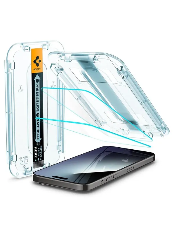 Spigen Glass tR EZ Fit 2 Pack - transparency - iPhone 15 Pro Max