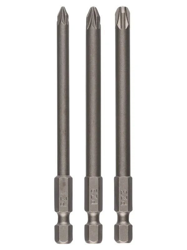 Bosch 3-delers sett skrutrekkerblad for pozidriv-kryssporskruer (PZ) PZ1; PZ2; PZ3; 89 mm