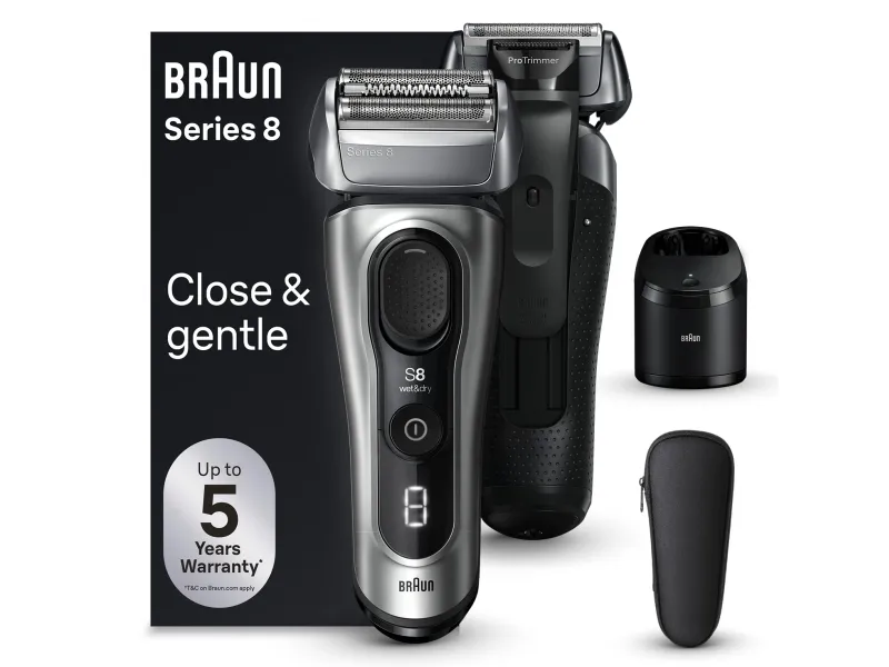 Braun Series 8 8567cc, Folie shaver, Sort, Sølv, Batteri, Lithium-Ion (Li-Ion), Indbygget batteri, 60 min.